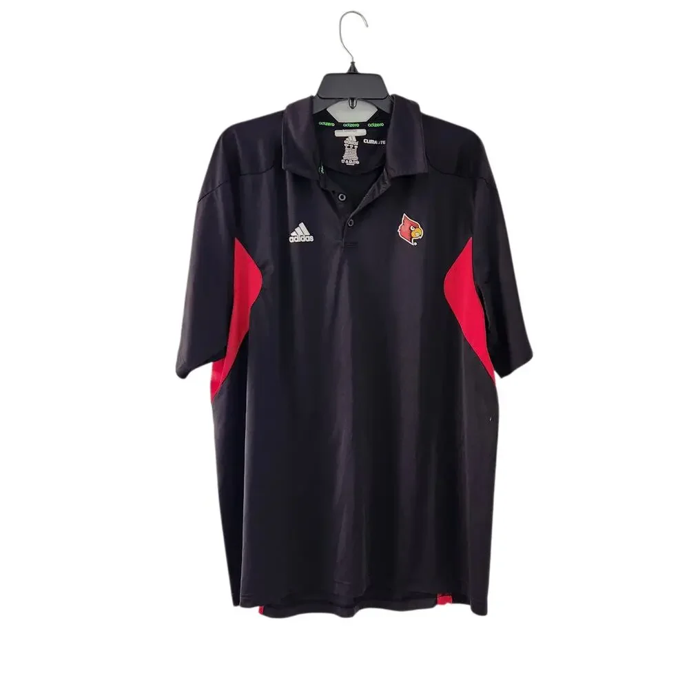 Adidas Climalite University of Louisville Polo Shirt Men XL Black Short Sleeve